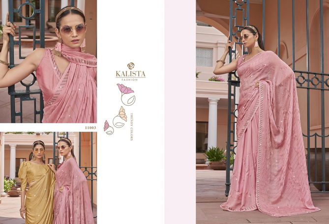 Kalista Inara Chiffon Embroidered Party Wear Saree Catalog
